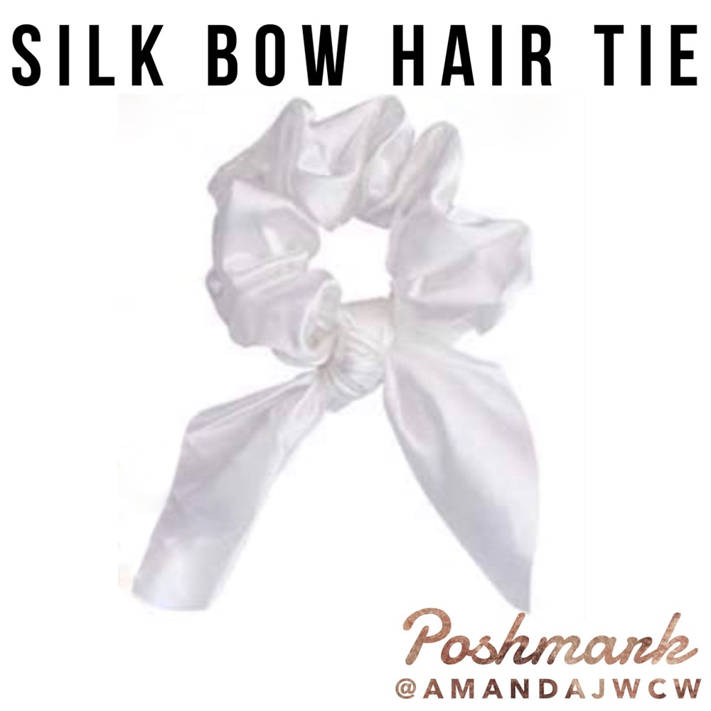 Silk Bow Hair Tie Scrunchie - White